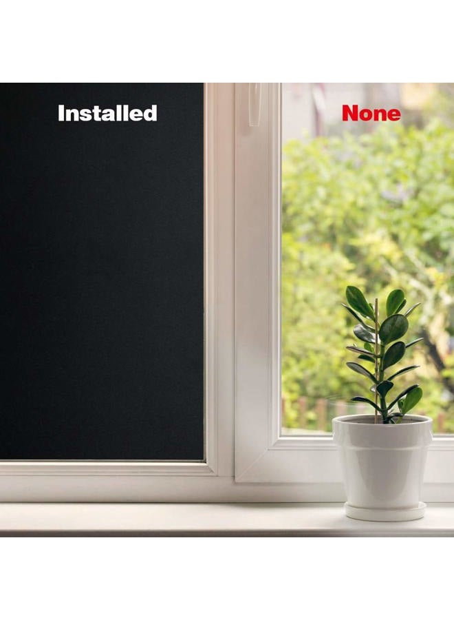 Mangobox Static Cling Total Blackout Window Film 100% UV Blocking Window Darkening Film Best Black Privacy Window Tint Removable Plastic Glass Covering(35.4x78.7 inches) - Image 3
