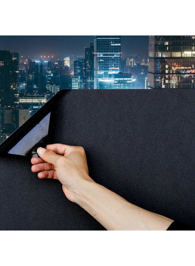Mangobox Static Cling Total Blackout Window Film 100% UV Blocking Window Darkening Film Best Black Privacy Window Tint Removable Plastic Glass Covering(35.4x78.7 inches) - Image 1