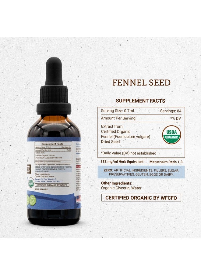 Secrets of the Tribe Secrets of the Tribe Fennel Seed USDA Organic Tincture | Alcohol-Free Extract, High-Potency Herbal Drops | Made from 100% Certified Organic Fennel (Foeniculum vulgare) Dried Seed (2 Fl Oz) - Image 4