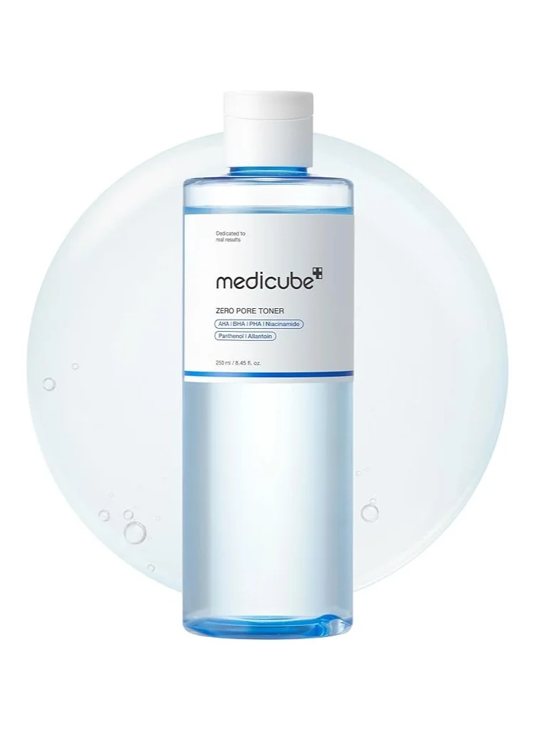 Medicube Medicube Zero Pore Toner I Exfoliating & Hydrating Blue Bottle Water Toner with AHA, BHA, PHA, Niacinamide, and Panthenol | Korean Skin Care for Pores, Texture, and Moisture Care