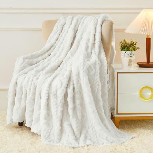 Aganear Fleece Throw Blanket - Cozy Soft Lightweight Fuzzy Flannel Throw Blanket for Women Warm Decorative Present for All Seasons, Portable Throw Blankets for Couch, Sofa, Bed, Car(50"x60", White) - Image 1