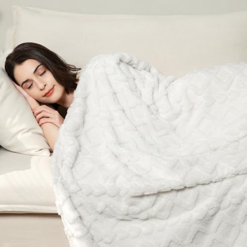 Aganear Fleece Throw Blanket - Cozy Soft Lightweight Fuzzy Flannel Throw Blanket for Women Warm Decorative Present for All Seasons, Portable Throw Blankets for Couch, Sofa, Bed, Car(50"x60", White) - Image 4