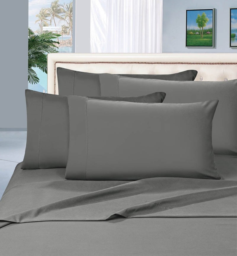 CELINE LINEN Wrinkle and Fade Resistant 1800 Premier Luxurious 4-Piece Bed Sheet Set  Deep Pocket up to 16 inch  Queen Grey
