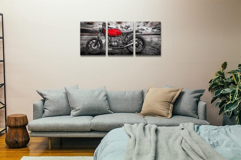 NAN Wind Retro Red Motorcycle Canvas Wall Art Set - Image 3