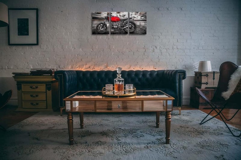 NAN Wind Retro Red Motorcycle Canvas Wall Art Set - Image 4
