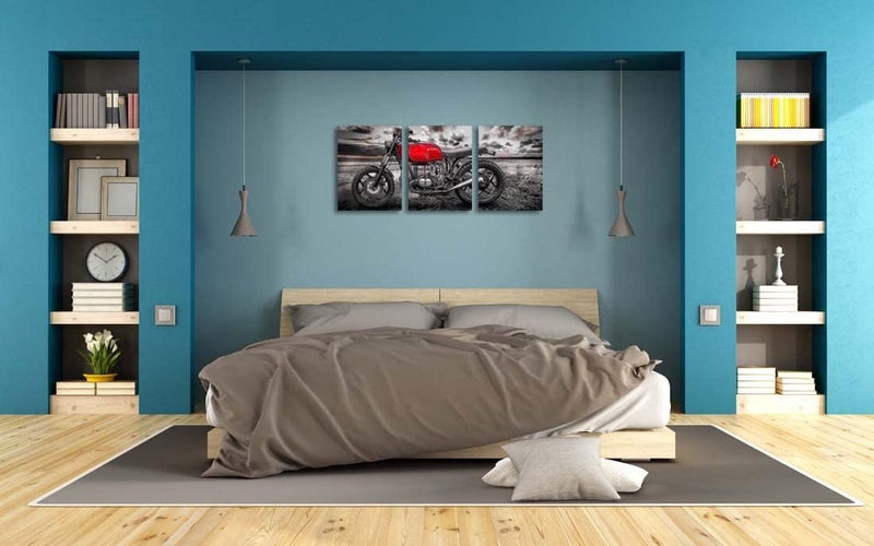 NAN Wind Retro Red Motorcycle Canvas Wall Art Set - Image 5