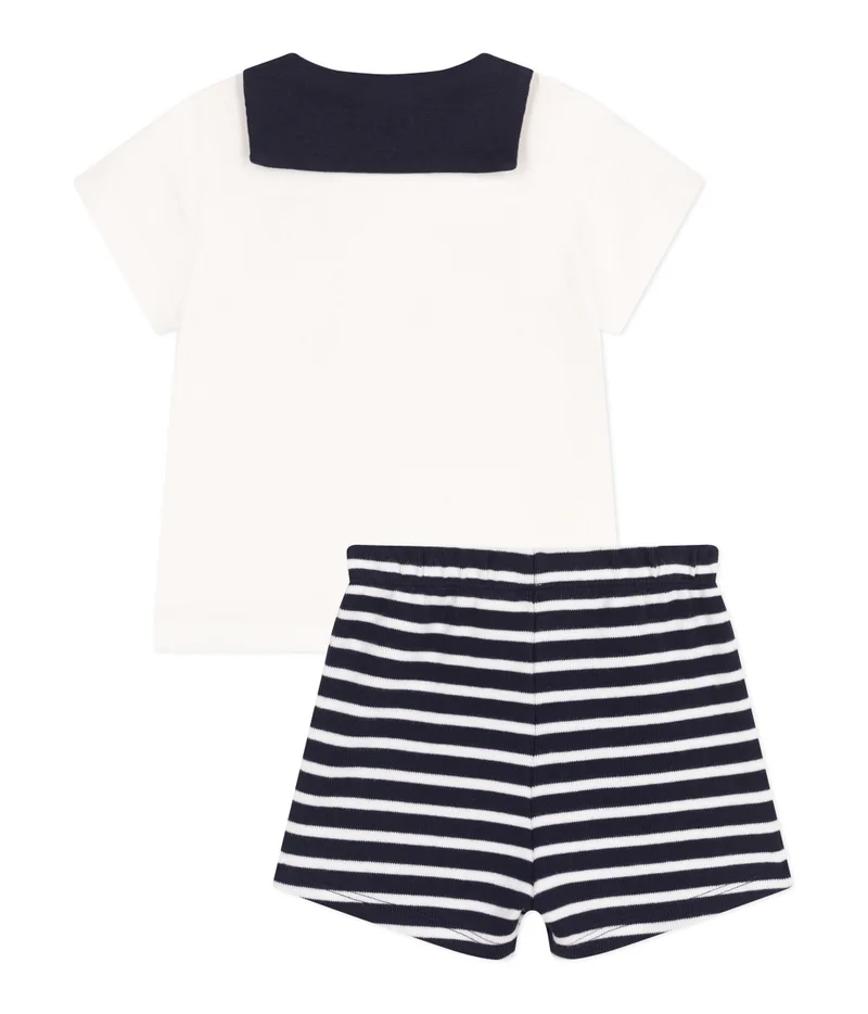 بيتي باتو Babies' two-piece cotton set including a T-shirt with a sailor collar