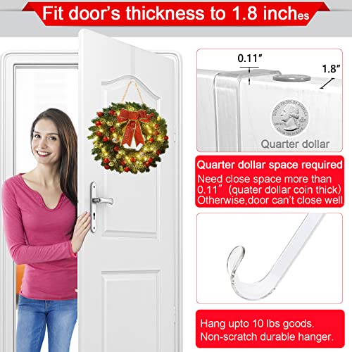 GREAZONE Clear Wreath Hanger Hooks, 15 in, 2 Pack Non Scratch Over The Door Hooks, Fall Halloween Christmas Decorations Indoor Outdoor, Welcome Sign for Front Door Decor - Image 4