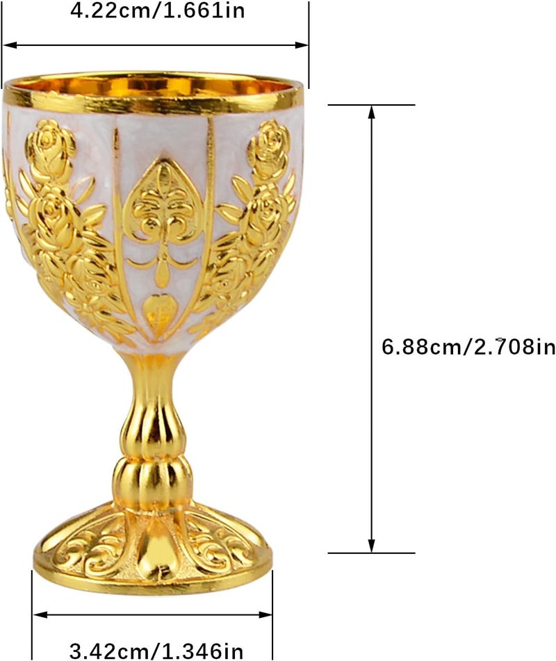 Flylin كأس عتيق مزدوج 2 قطعة، 30 مل، كأس نبيذ نحاسي ملكي، كأس عصور وسطى لحفلات الزفاف والذكرى، أكواب كأس ذهبية للهدايا في عصر النهضة، احتفالية كنسية كاثوليكية، معمودية مقدسة (بيضاء) - Image 3