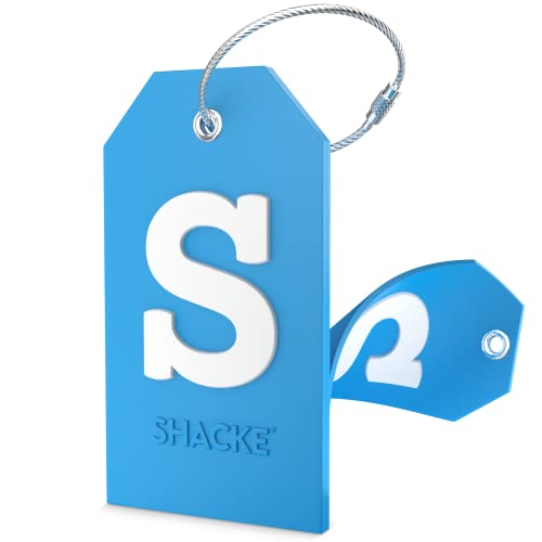 Shacke Initial Luggage Tag with Full Privacy Cover and Stainless Steel Loop - Aqua Teal (Letter S) - Image 5