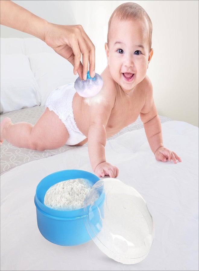 BabyMoo Soft Feel Baby Powder Puff - BPA Free | Box Holder Container for New Born and Kids - Light Blue - Image 4