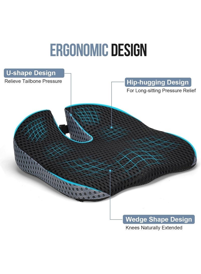 Arabest Car Seat Cushion, Memory Foam Car Wedge Seat Cushion for Driving, Height Booster & Posture Support, 4D Mesh Seat Pad with Adjustable Straps - Universal Fit for Car, Truck, Vehicle - Image 3