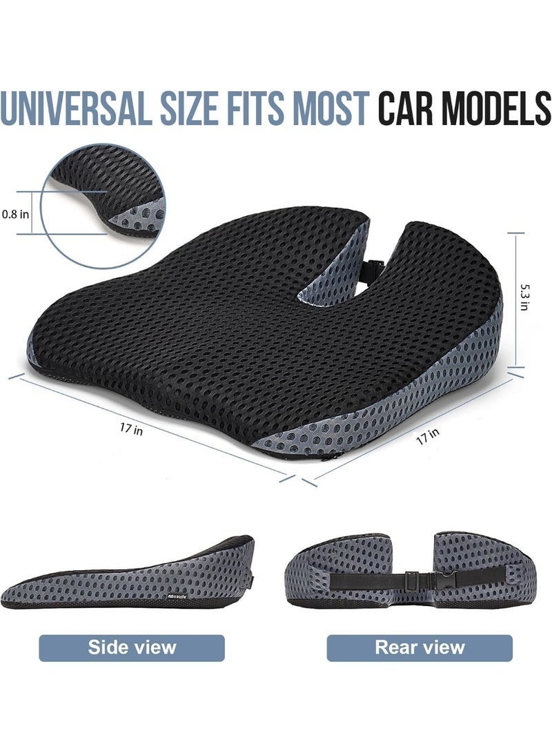 Arabest Car Seat Cushion, Memory Foam Car Wedge Seat Cushion for Driving, Height Booster & Posture Support, 4D Mesh Seat Pad with Adjustable Straps - Universal Fit for Car, Truck, Vehicle - Image 2