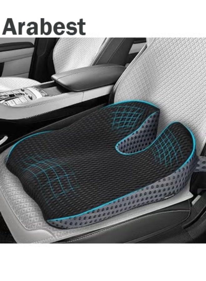 Arabest Car Seat Cushion, Memory Foam Car Wedge Seat Cushion for Driving, Height Booster & Posture Support, 4D Mesh Seat Pad with Adjustable Straps - Universal Fit for Car, Truck, Vehicle - Image 1