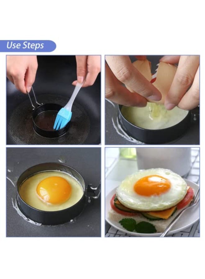 Yuroochii 4 Pack Egg Ring for Frying Eggs Stainless Steel Egg Mould Cooking Rings for Fried Egg Shaping Egg Muffins Pancakes - Image 3