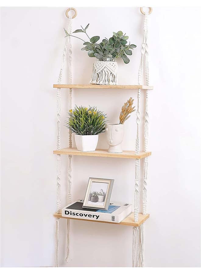 انتيكيانو رف مكرمية معلق على الحائط، ديكور الفاخر المنسوج يدويًا 43x12 - Image 1