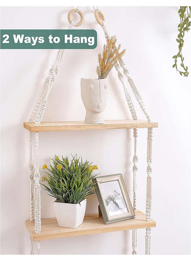 انتيكيانو رف مكرمية معلق على الحائط، ديكور الفاخر المنسوج يدويًا 43x12 - Image 5