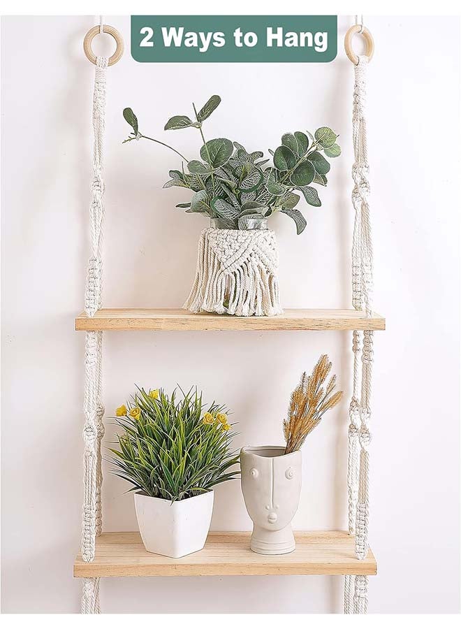 انتيكيانو رف مكرمية معلق على الحائط، ديكور الفاخر المنسوج يدويًا 43x12 - Image 4