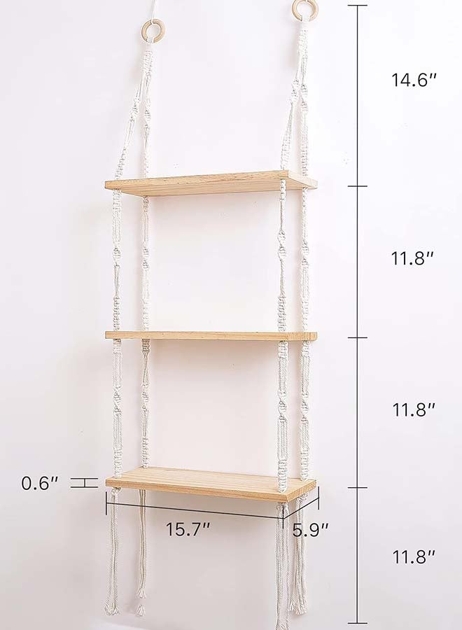 انتيكيانو رف مكرمية معلق على الحائط، ديكور الفاخر المنسوج يدويًا 43x12 - Image 2