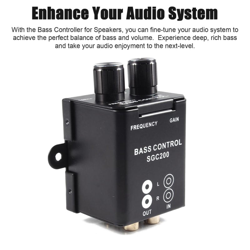 Remote Bass Control Knob: Black 2 RCA Inputs Outputs, Precise Bass Gain Frequency Adjustment, Durable Wear-Resistant Design - Quick Front Seat Control, Audio Enhancement for Car Amplifier Sound System - Image 2