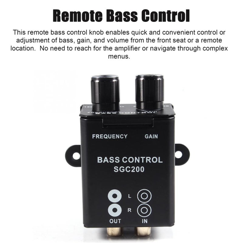 Remote Bass Control Knob: Black 2 RCA Inputs Outputs, Precise Bass Gain Frequency Adjustment, Durable Wear-Resistant Design - Quick Front Seat Control, Audio Enhancement for Car Amplifier Sound System - Image 3