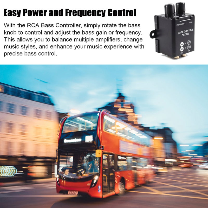 Remote Bass Control Knob: Black 2 RCA Inputs Outputs, Precise Bass Gain Frequency Adjustment, Durable Wear-Resistant Design - Quick Front Seat Control, Audio Enhancement for Car Amplifier Sound System - Image 5