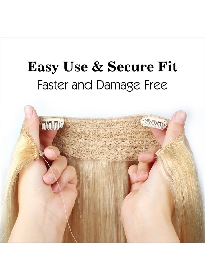 Sassina 20 Inch Human Hair Extensions Miracle Wire Hair Ash Blonde Color #18 Invisible Wire Hair Extensions Secret Fish Line Layered Hairpiece120g - Image 5