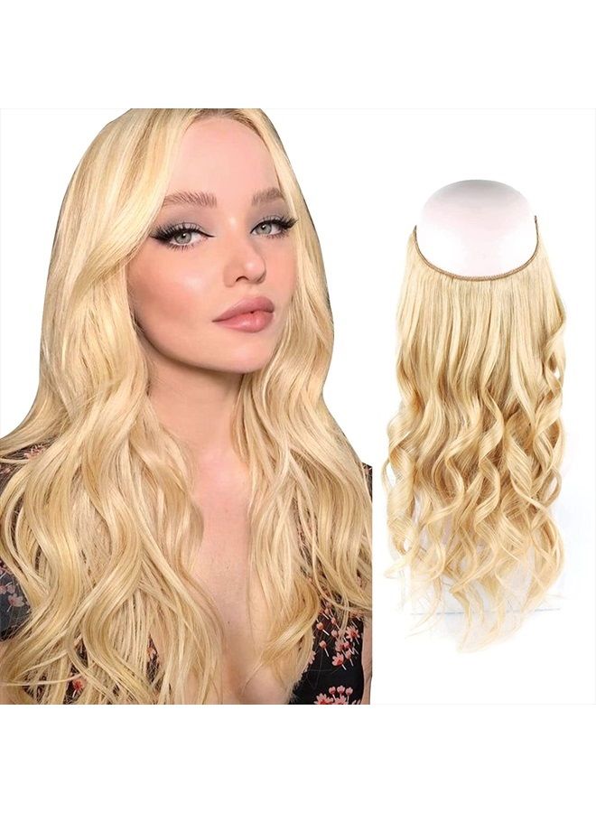 Sassina 20 Inch Human Hair Extensions Miracle Wire Hair Ash Blonde Color #18 Invisible Wire Hair Extensions Secret Fish Line Layered Hairpiece120g - Image 1