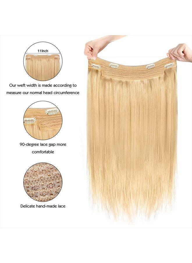 Sassina 20 Inch Human Hair Extensions Miracle Wire Hair Ash Blonde Color #18 Invisible Wire Hair Extensions Secret Fish Line Layered Hairpiece120g - Image 2