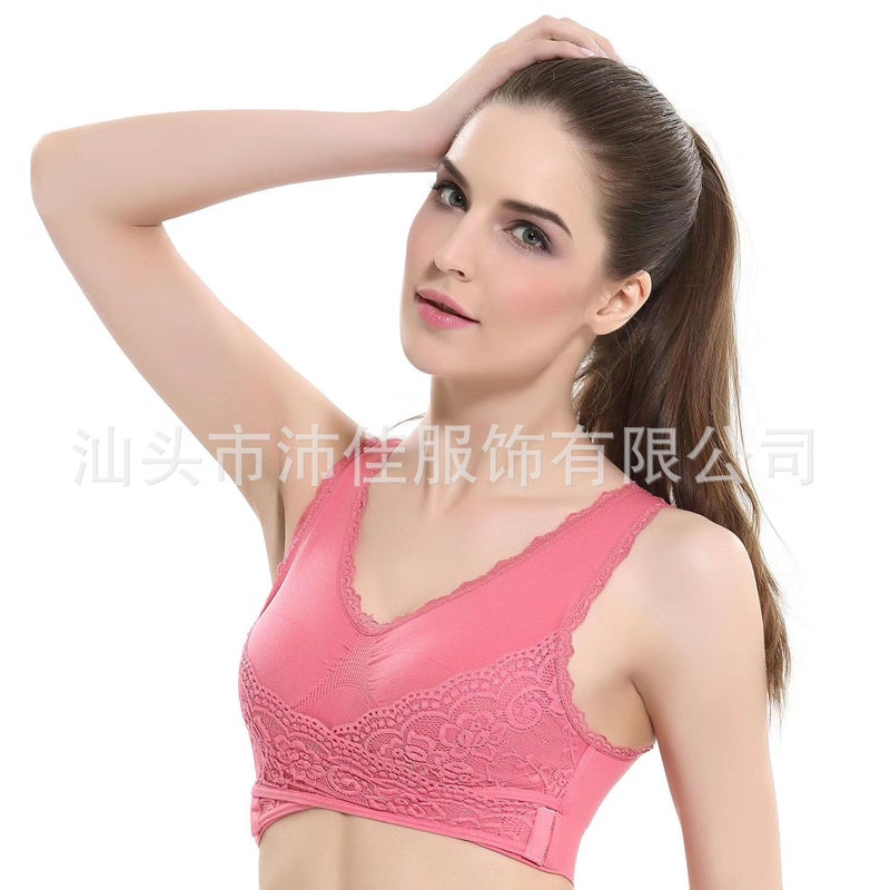 Front Cross Side Buckle Lace Rimless Sports Bra Push-Up Adjustable Breast Yoga Plus Size Underwear - Image 1