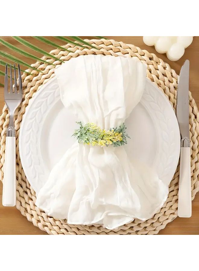 8pcs White Crinkled Polyester Napkins 19 69x19 69inch Soft Rectangular Table Mats - Image 2