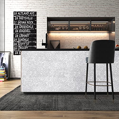 Stickyart Silver Glitter Wallpaper Peel and Stick Glitter Fabric Wallpaper Roll Self Adhesive Sparkle Contact Paper for Cabinets Dressers DIY Crafts Gift Wrapping Paper Party Decorations 15.8"x78.7" - Image 5