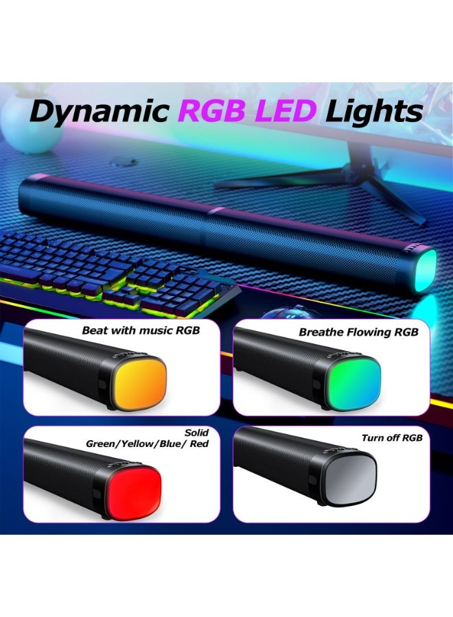 Jubilin Sound Bar,100W Sound Bar for Smart TV with 3 RGB Lights Modes, Bluetooth 5.3, ARC/Opt/AUX Connect, Detachable 2-in-1 Speaker, 3 Equalizer Modes, Bass Surround Soundbar for TV/PC/Gaming/Projectors - Image 2