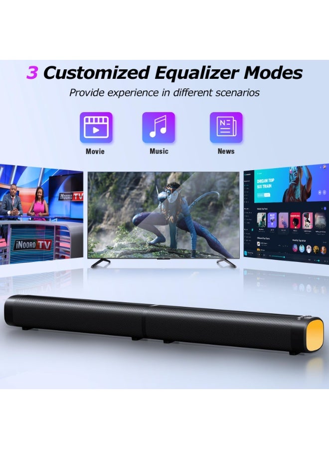 Jubilin Sound Bar,100W Sound Bar for Smart TV with 3 RGB Lights Modes, Bluetooth 5.3, ARC/Opt/AUX Connect, Detachable 2-in-1 Speaker, 3 Equalizer Modes, Bass Surround Soundbar for TV/PC/Gaming/Projectors - Image 4