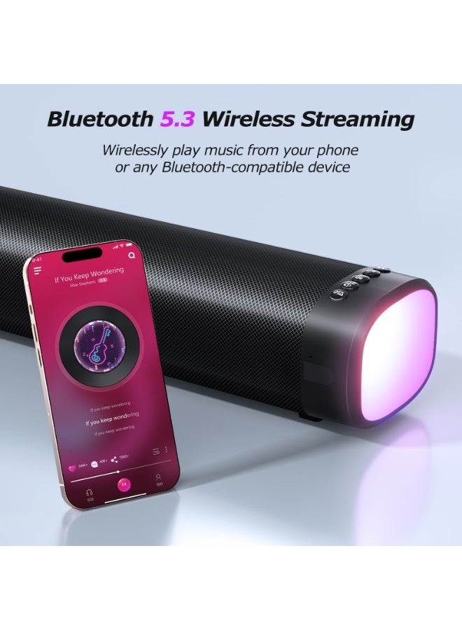 Jubilin Sound Bar,100W Sound Bar for Smart TV with 3 RGB Lights Modes, Bluetooth 5.3, ARC/Opt/AUX Connect, Detachable 2-in-1 Speaker, 3 Equalizer Modes, Bass Surround Soundbar for TV/PC/Gaming/Projectors - Image 5