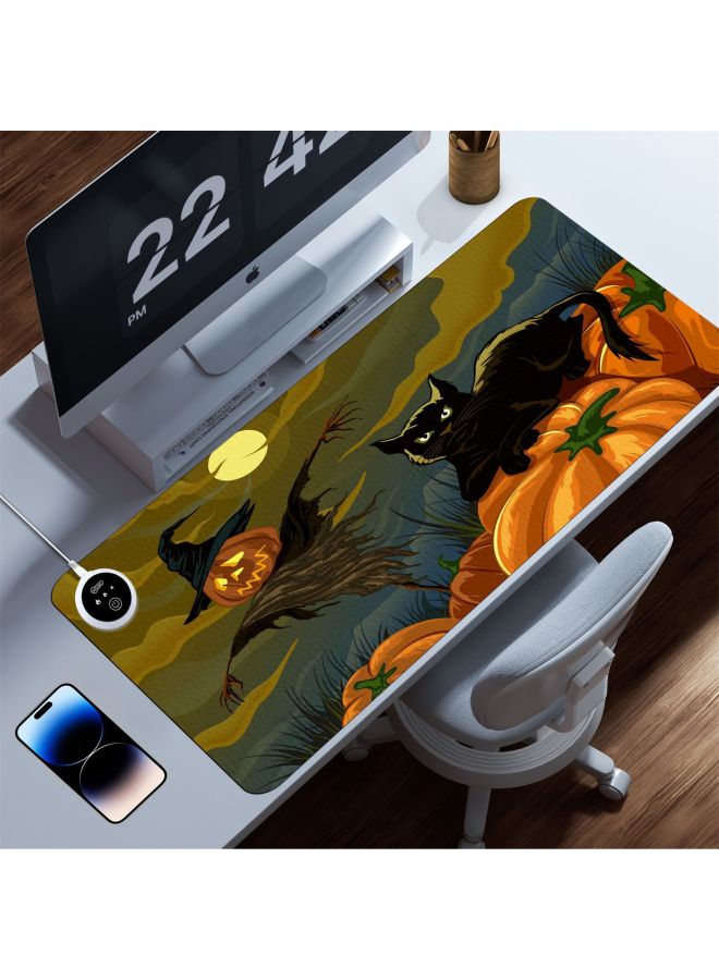 Loquat Funny Black Cat Pumpkin Super Large Dirty-Resistant Mouse Pad DIY Heating Warm Table Pad Office Game Heating Pad-Color:400x900x2mm-Pattern:Black - Image 2