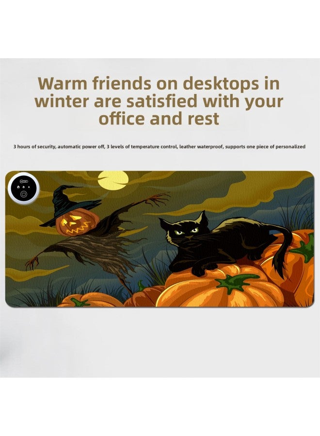 Loquat Funny Black Cat Pumpkin Super Large Dirty-Resistant Mouse Pad DIY Heating Warm Table Pad Office Game Heating Pad-Color:400x900x2mm-Pattern:Black - Image 4
