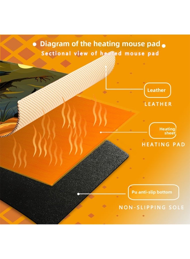 Loquat Funny Black Cat Pumpkin Super Large Dirty-Resistant Mouse Pad DIY Heating Warm Table Pad Office Game Heating Pad-Color:400x900x2mm-Pattern:Black - Image 5