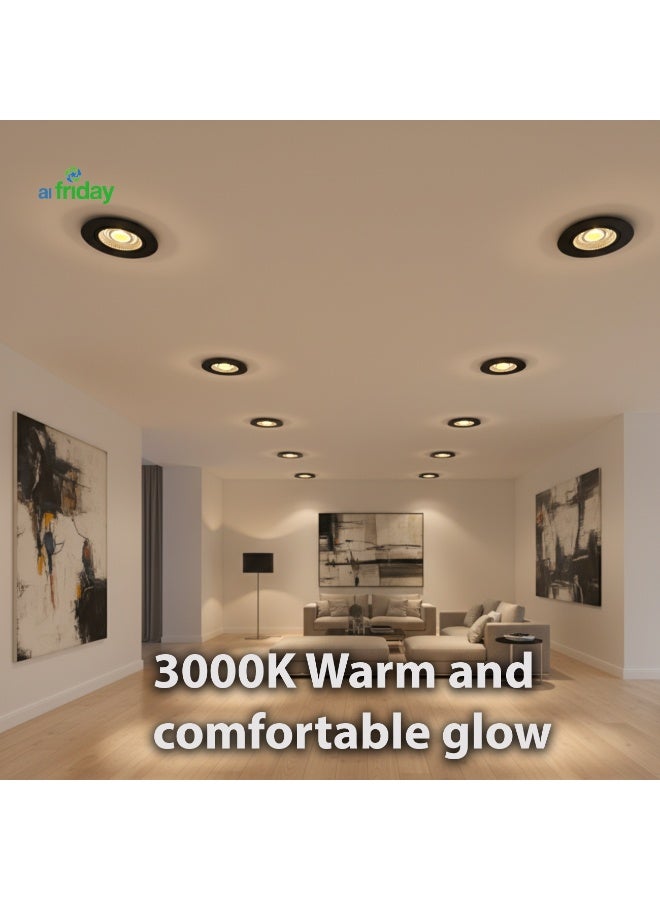 alfriday إضاءة LED مدمجة – 8 واط COB، دافئة 3000 كيلفن، غير قابلة للتعتيم، حافة سوداء - Image 2