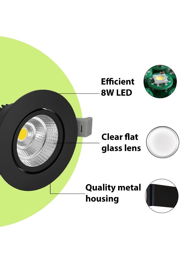 alfriday إضاءة LED مدمجة – 8 واط COB، دافئة 3000 كيلفن، غير قابلة للتعتيم، حافة سوداء - Image 4