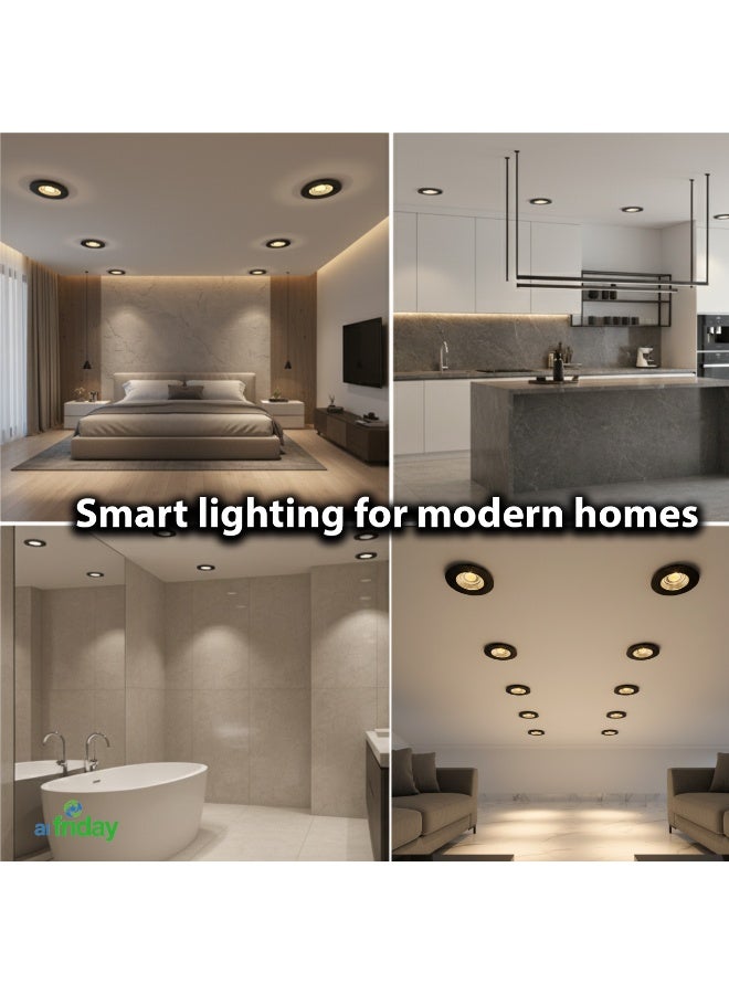 alfriday إضاءة LED مدمجة – 8 واط COB، دافئة 3000 كيلفن، غير قابلة للتعتيم، حافة سوداء - Image 3