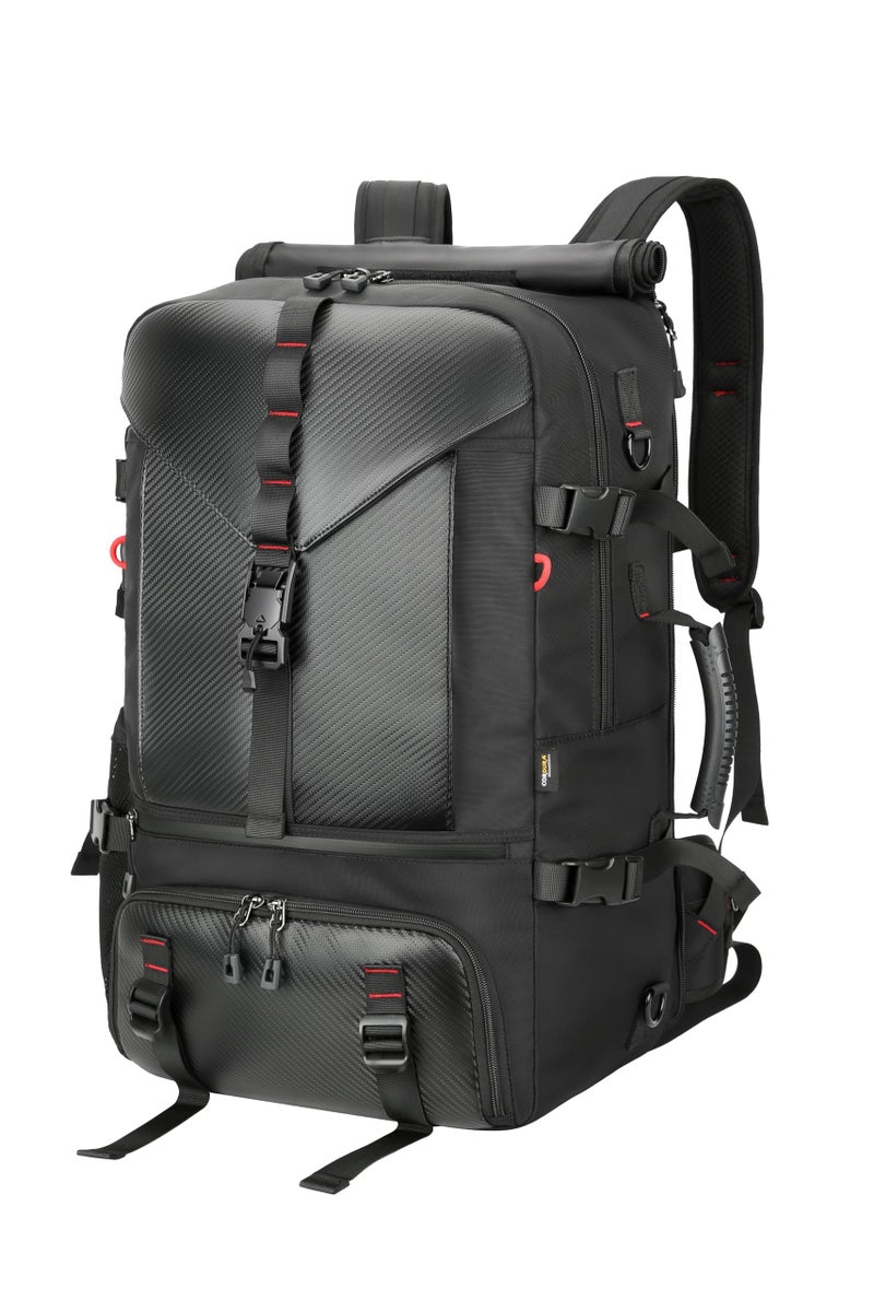 SWICKY Black Travel Backpack, Carry-On Flight-Approved Luggage Hand, Lightweight Durable Water-Resistant Business Rucksack with Shoe Compartment, Large 50L Weekender Fits 17.3-Inch Laptop - Image 1