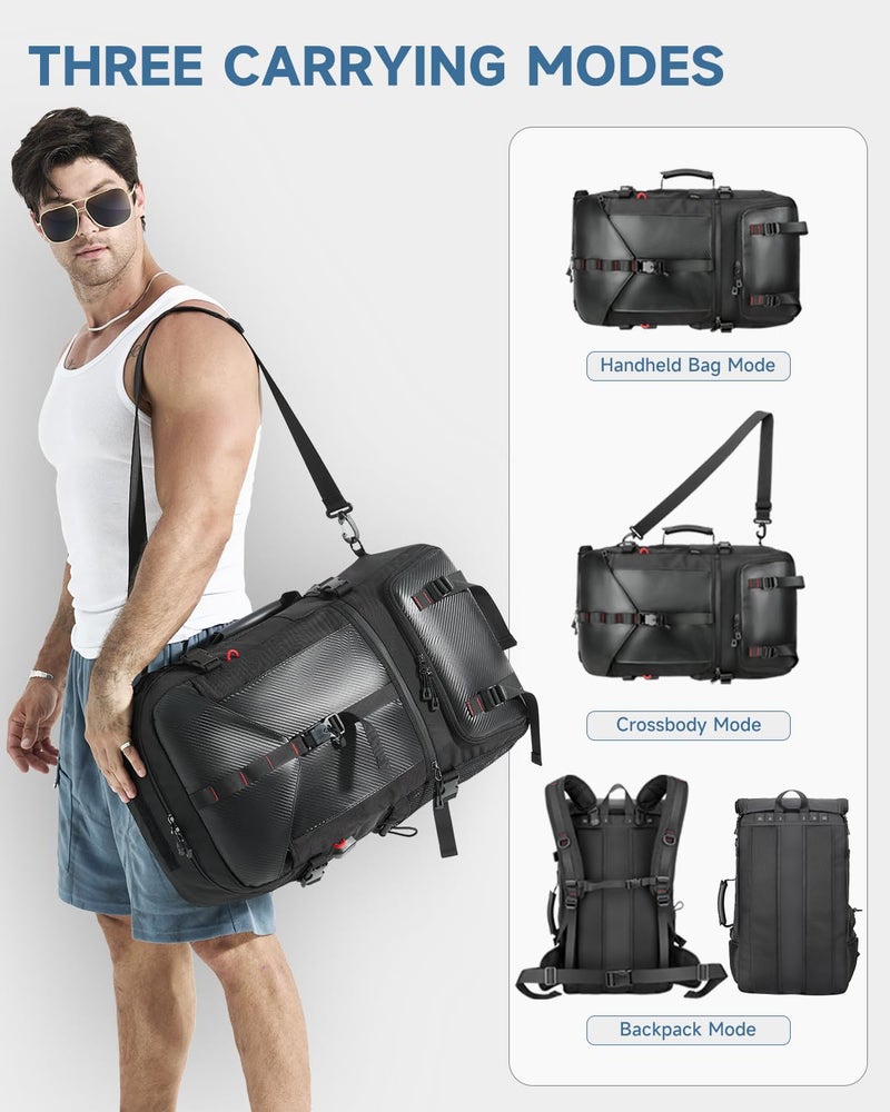 SWICKY Black Travel Backpack, Carry-On Flight-Approved Luggage Hand, Lightweight Durable Water-Resistant Business Rucksack with Shoe Compartment, Large 50L Weekender Fits 17.3-Inch Laptop - Image 4