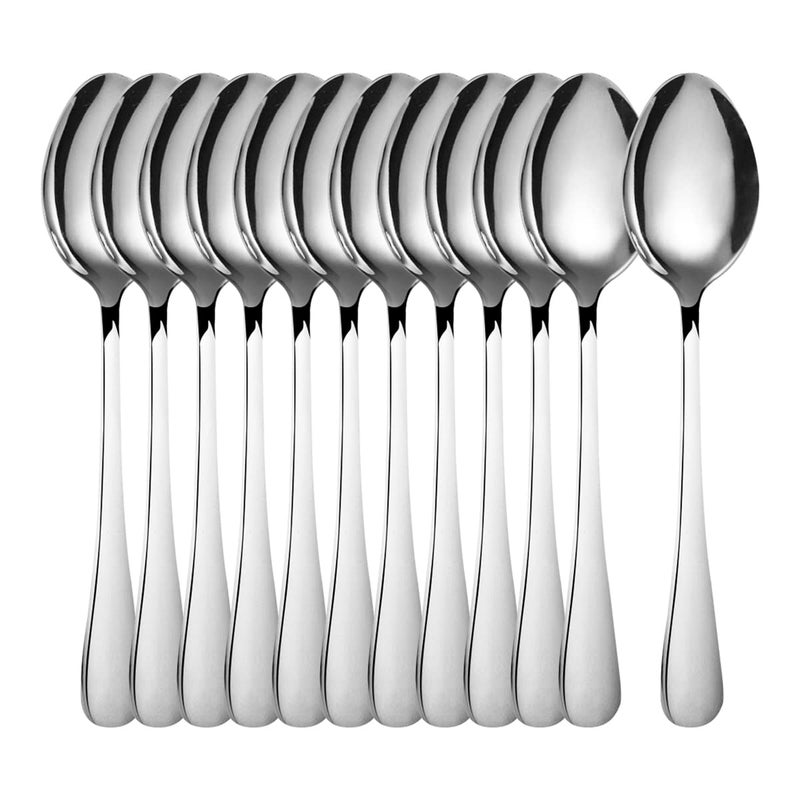 Teaspoons Set of 12 Stainless Steel Spoon Set for Dessert Coffee and Cake Tea Spoons Cutlery for Restaurant