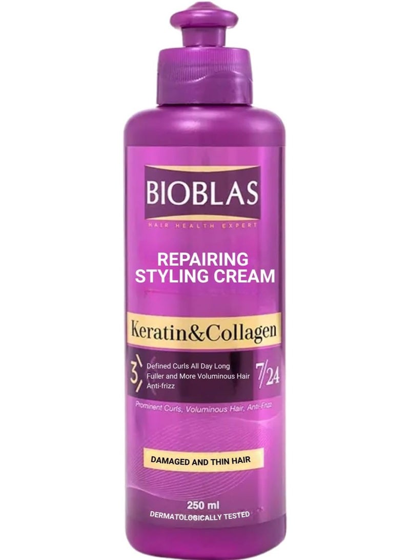 Bioblas Keratine & Collagen Repairing Styling Hair Cream, 250 ml - Image 1