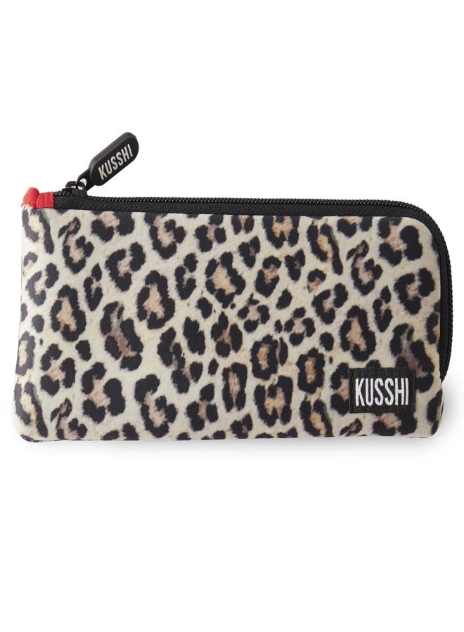 KUSSHI Neoprene Zipper Makeup Brush Pouch and Travel Pencil Case for Beauty Tools, Pencils, Brushes & Small Accessories - Makeup Brush Bag Pouch for Organization and Travel Items (Leopard/Red) - Image 1