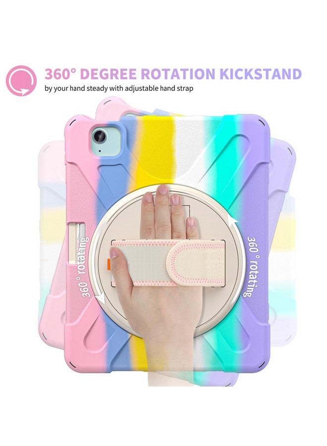 ProElite Rugged 3 Layer Armor case for Apple iPad Air 11 2024/iPad Air 5th/4th Gen 10.9/iPad Pro 11 4th/3rd Gen with Apple Pencil Holder, Hand Grip and Rotating Kickstand, Rainbow Pink - Image 3