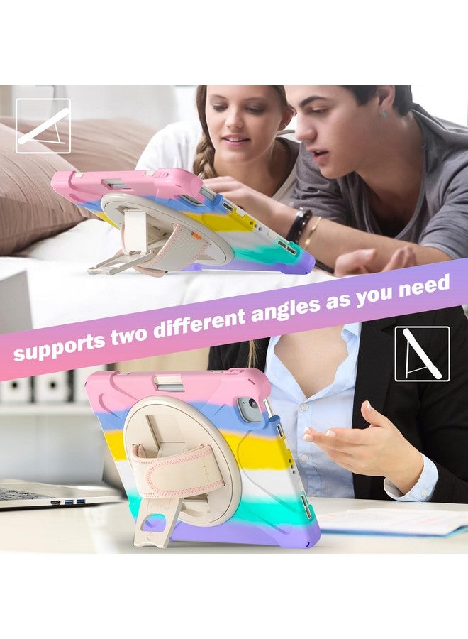 ProElite Rugged 3 Layer Armor case for Apple iPad Air 11 2024/iPad Air 5th/4th Gen 10.9/iPad Pro 11 4th/3rd Gen with Apple Pencil Holder, Hand Grip and Rotating Kickstand, Rainbow Pink - Image 5