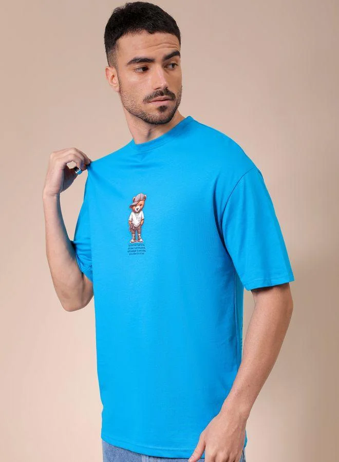 The Indian Garage Co Men Boxy Oversized Graphic Back Printed Round Neck Tshirt
