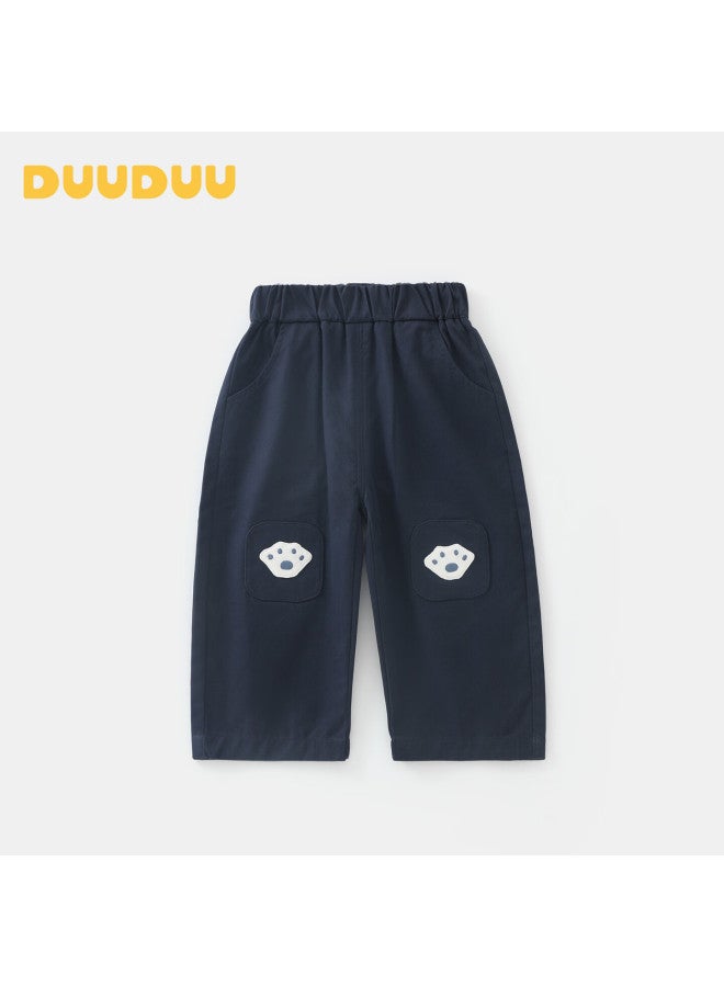 Duuduu بنطلون أطفال دودي للأطفال بنطلون غير رسمي للأطفال بنطلون رياضي فضفاض للأطفال الرضع بنطلون خارجي طويل أزرق 90 - Image 1